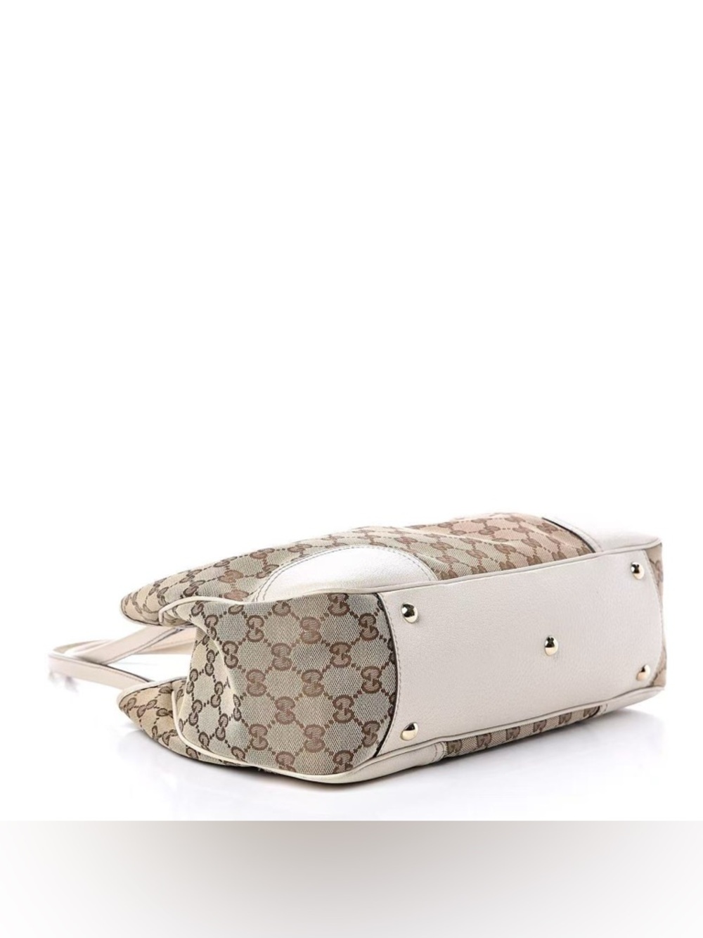 GUCCI GG Canvas Sherry Line Princy White Leather Tote Bag Shoulder Bag Authentic - Picture 7 of 14